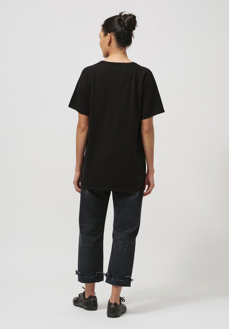 Frenckenberger Cotton & Cashmere Raglan T-Shirt in Black