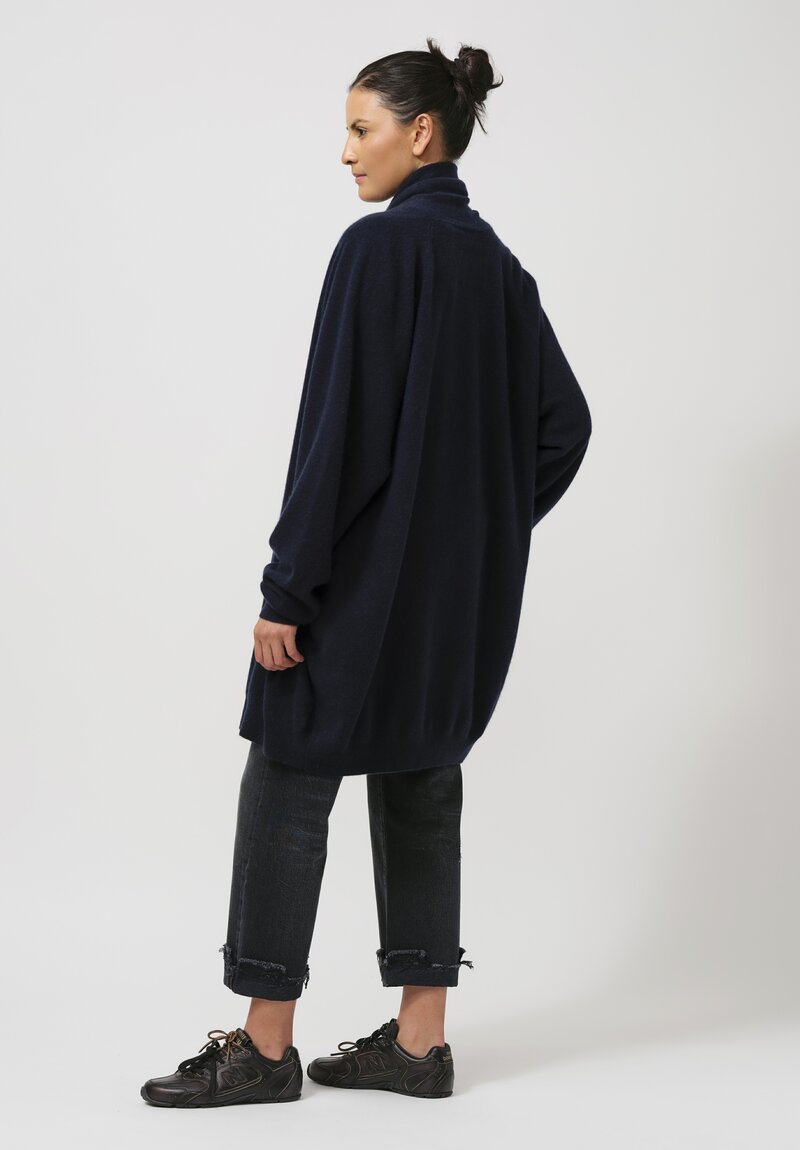 Frenckenberger Cashmere Long Grandpa Cardigan in Navy Blue