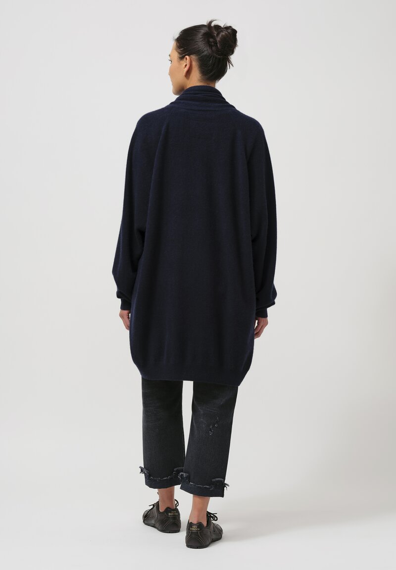 Frenckenberger Cashmere Long Grandpa Cardigan in Navy Blue