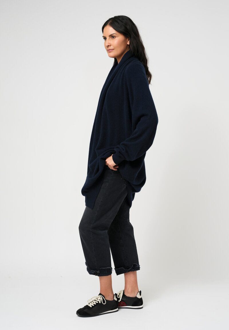 Frenckenberger Cashmere Long Grandpa Cardigan in Navy Blue