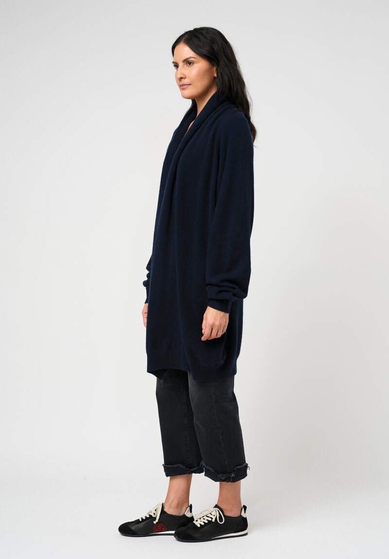Frenckenberger Cashmere Long Grandpa Cardigan in Navy Blue