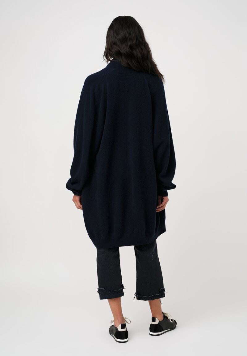 Frenckenberger Cashmere Long Grandpa Cardigan in Navy Blue