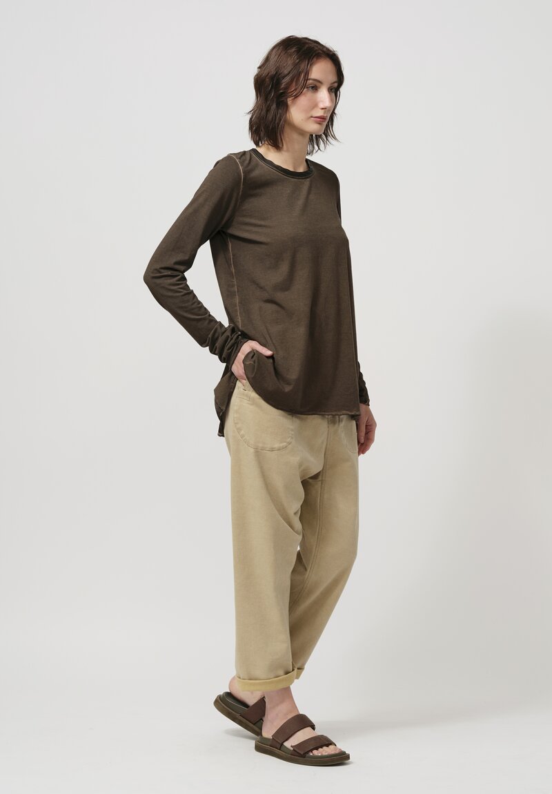 Uma Wang Jersey Knit Tata Tee in Cocoa Brown