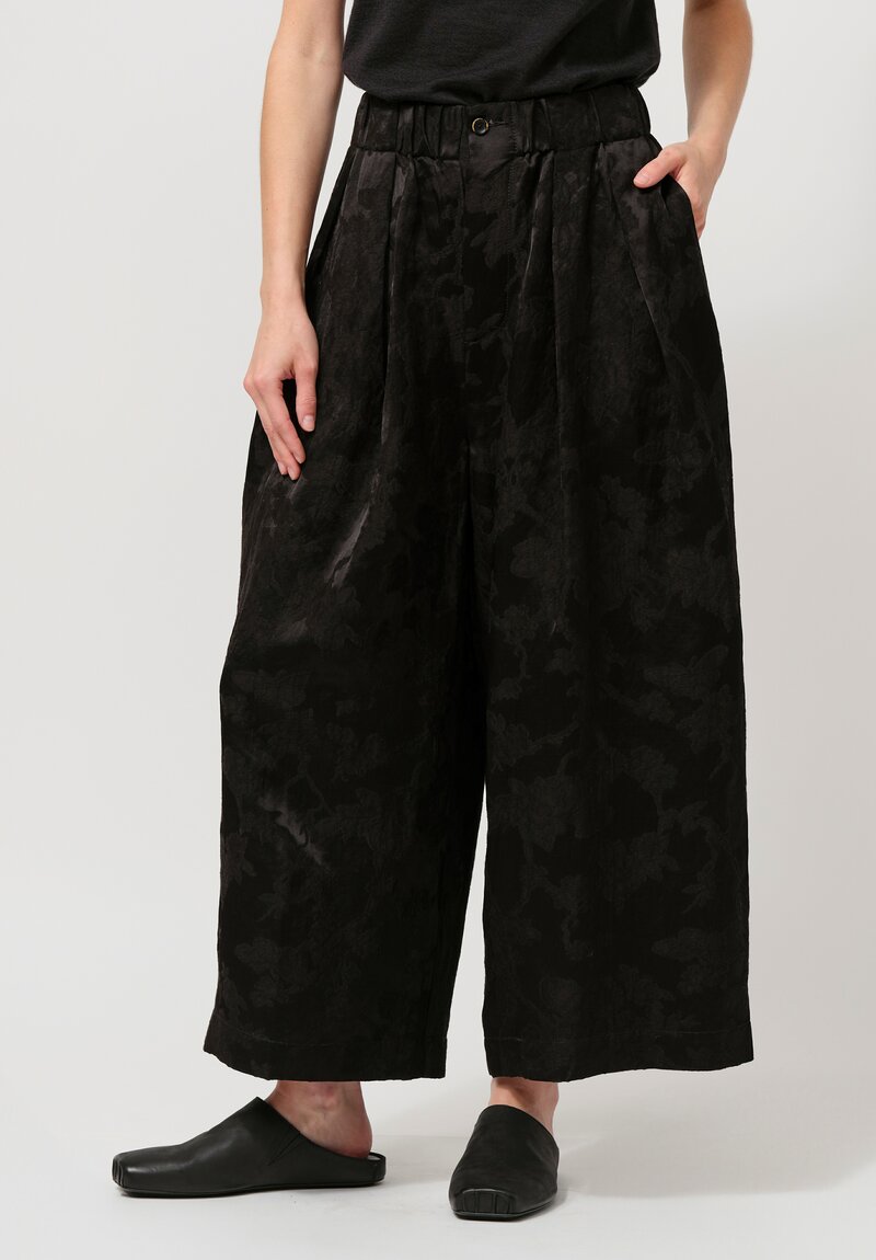 Uma Wang Poetic Pants in Black Brocade
