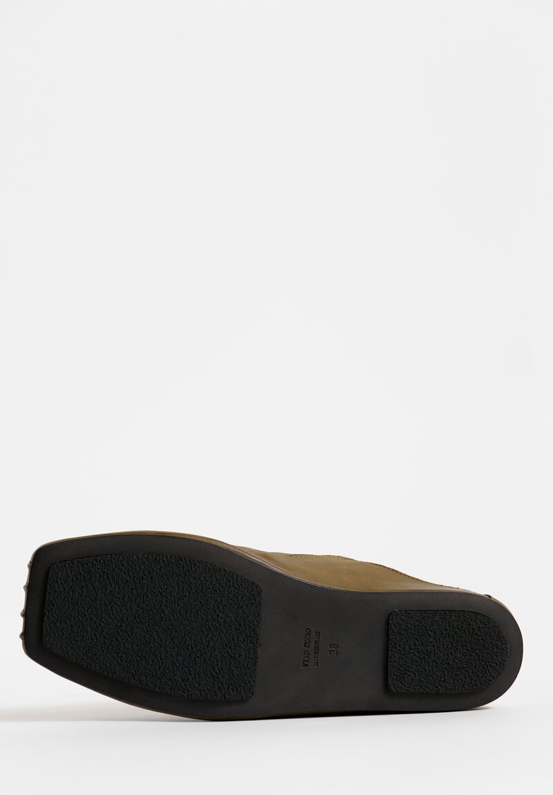 Uma Wang Leather Mules in Dark Olive