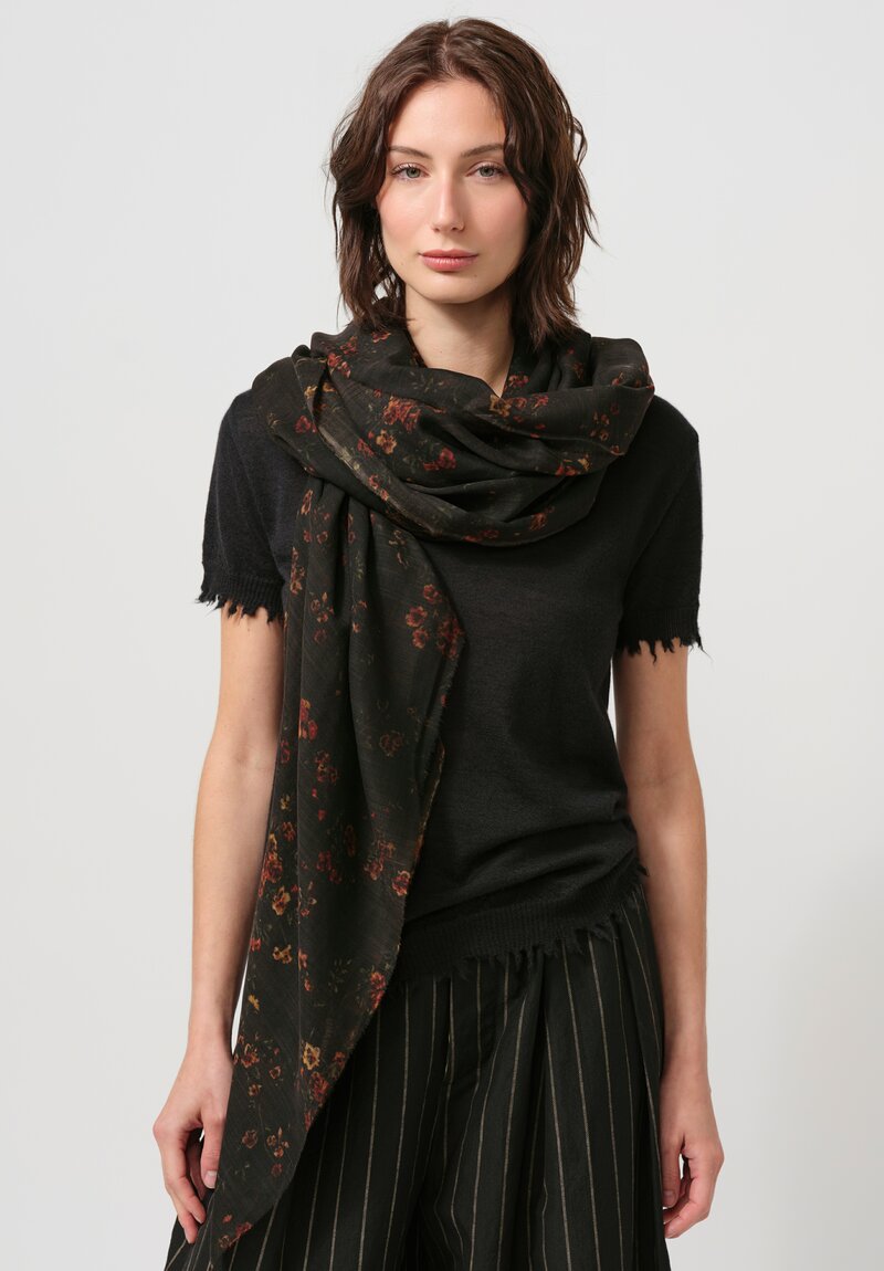 Uma Wang Floral Scarf in Black