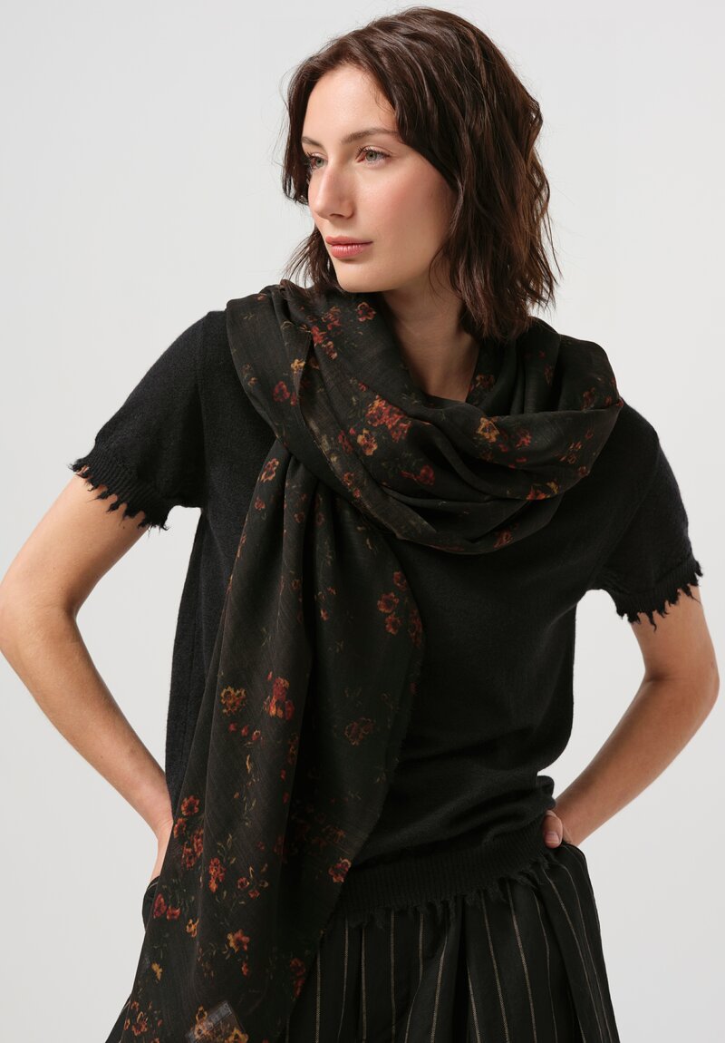 Uma Wang Floral Scarf in Black