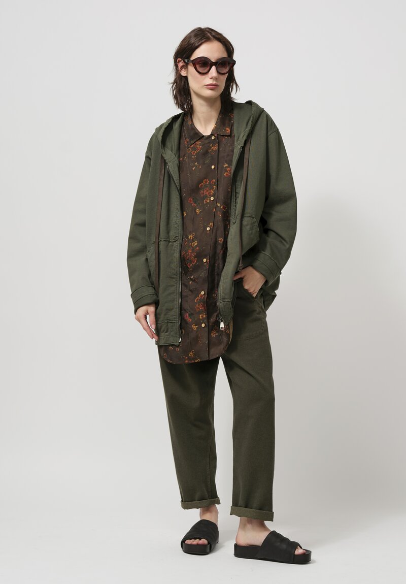 Uma Wang Cotton Hooded Jacket in Olive Green