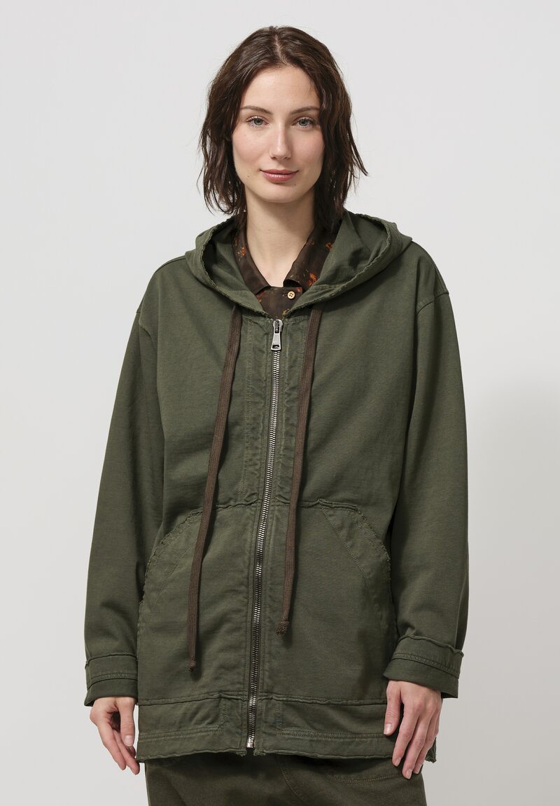 Uma Wang Cotton Hooded Jacket in Olive Green