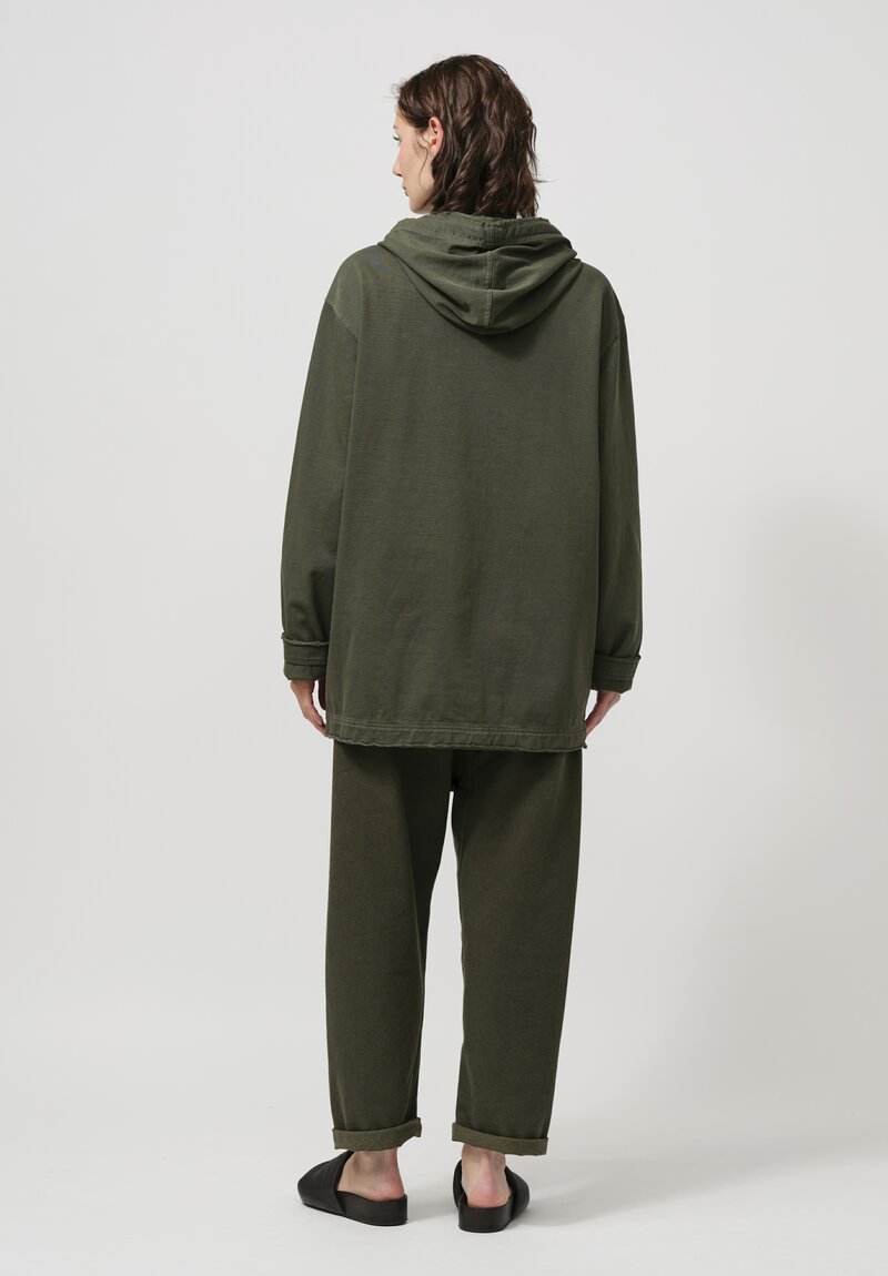 Uma Wang Cotton Hooded Jacket in Olive Green