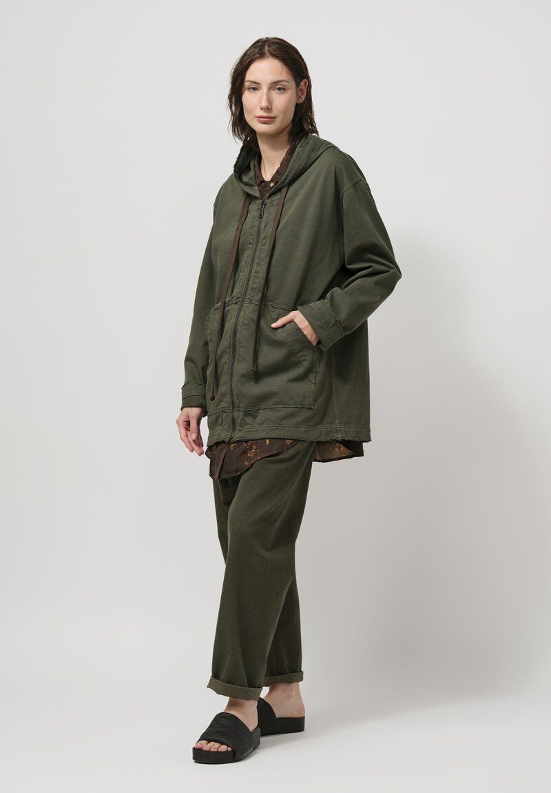 Uma Wang Cotton Hooded Jacket in Olive Green