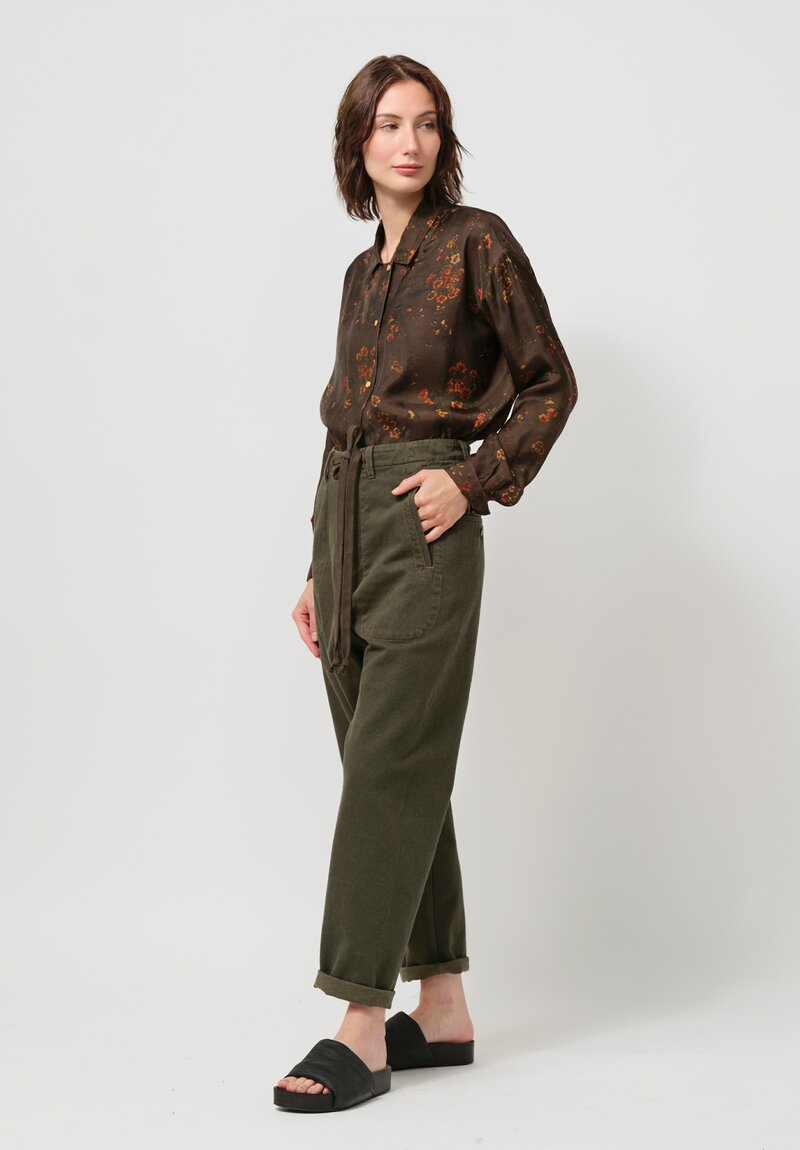 Uma Wang Cotton Downtown Jeans in Olive Green