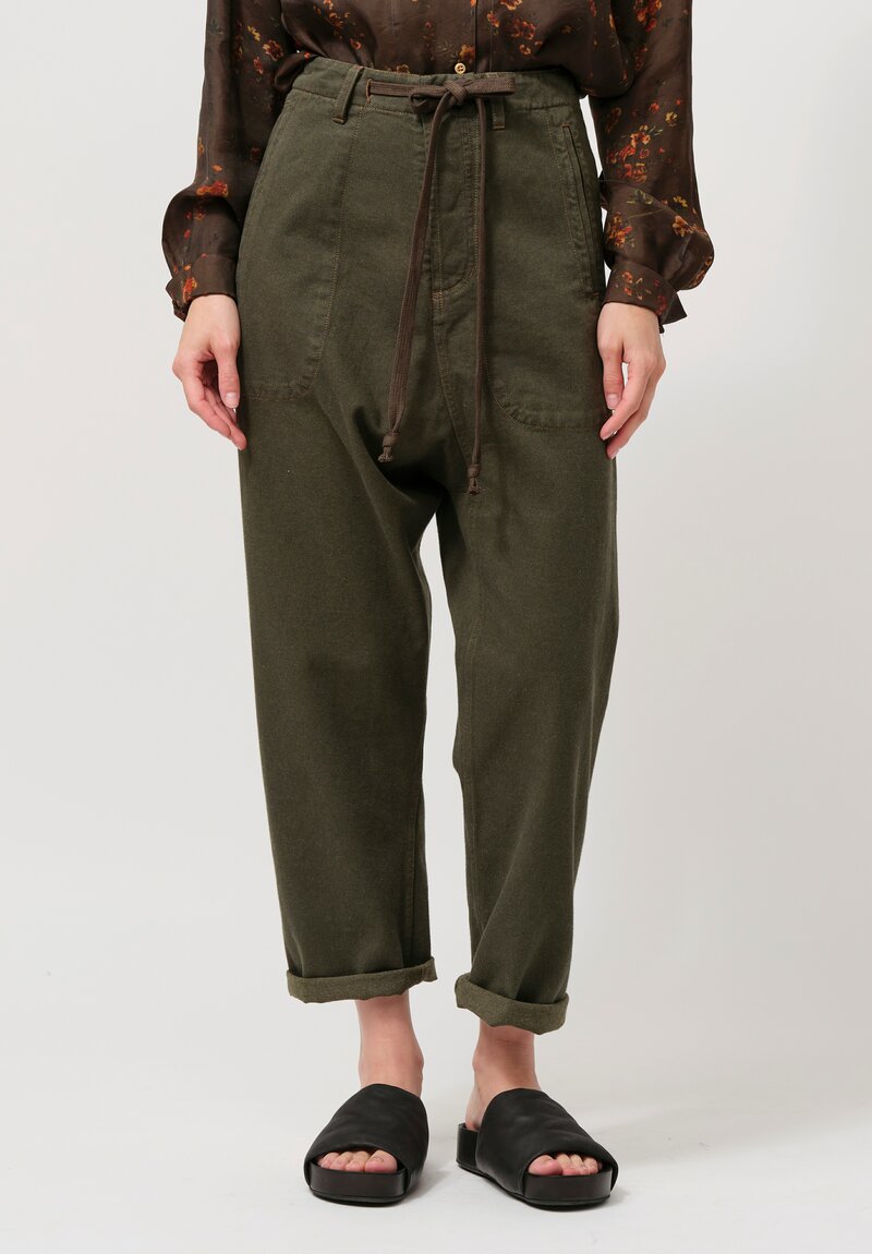 Uma Wang Cotton Downtown Jeans in Olive Green