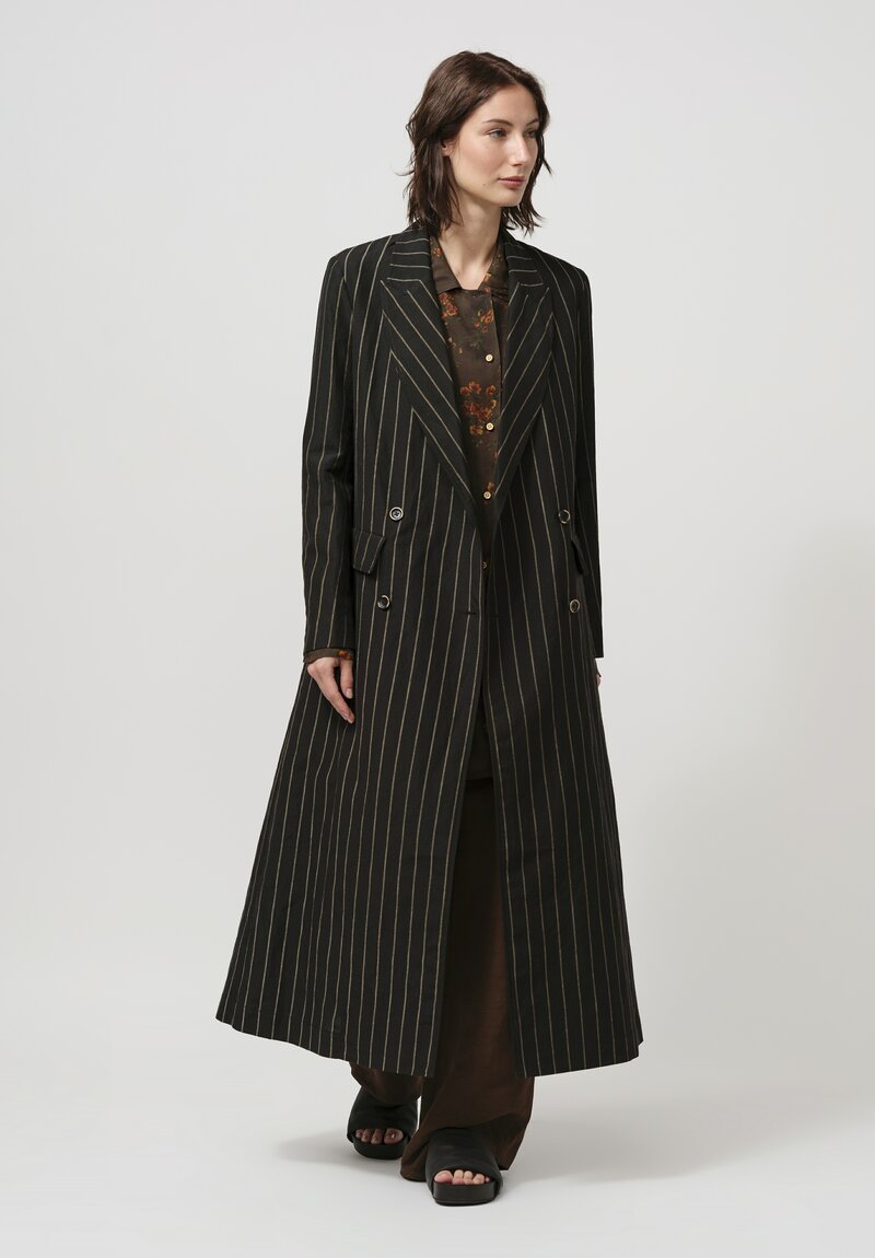 Uma Wang Camelot Coat in Pinstripe