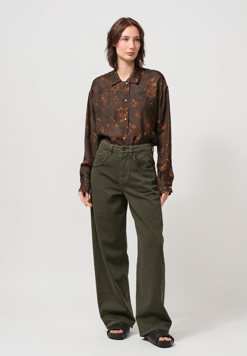 Uma Wang Cotton Phyllis Jeans in Olive Green