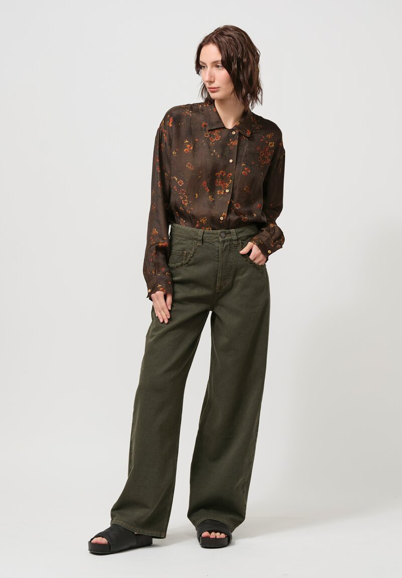 Uma Wang Cotton Phyllis Jeans in Olive Green