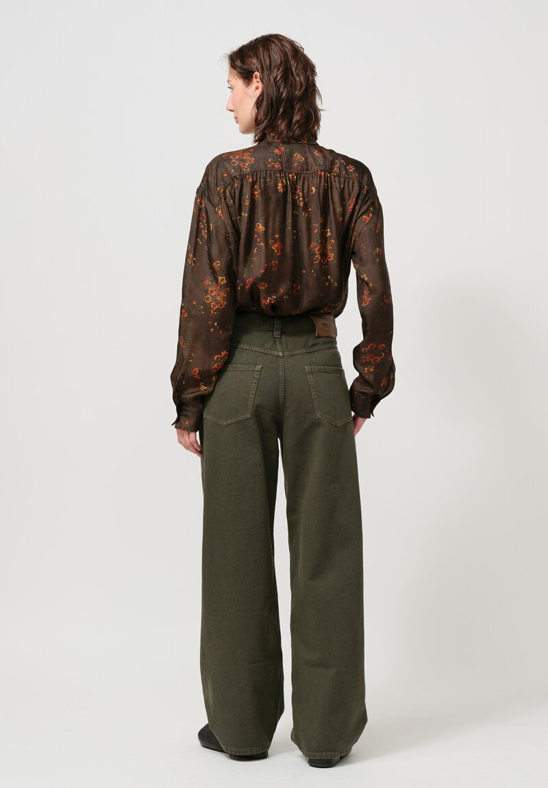 Uma Wang Cotton Phyllis Jeans in Olive Green