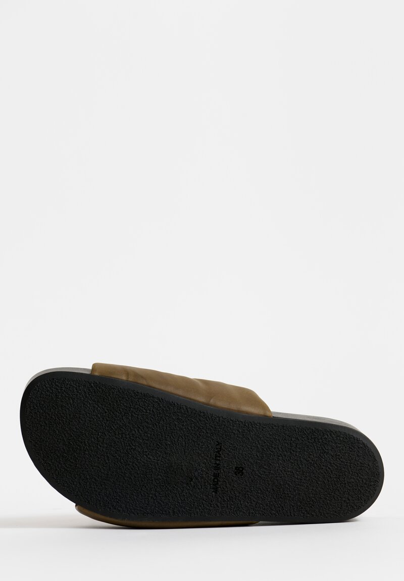 Uma Wang Leather Slide in Dark Olive