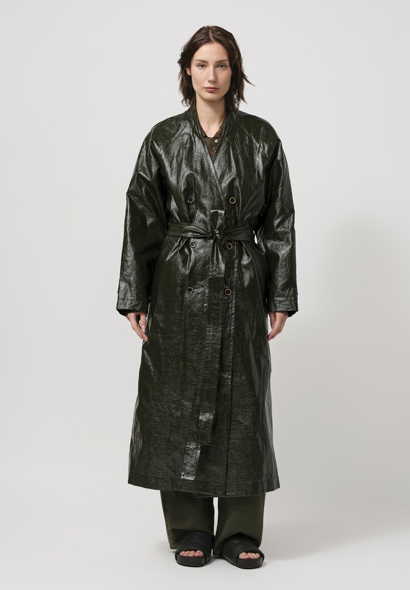 Uma Wang Carina Trench Coat in Hunter Green