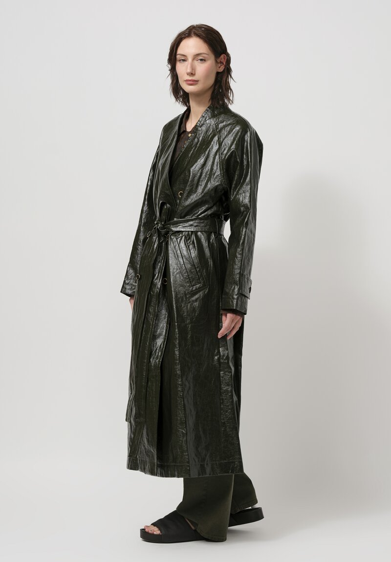 Uma Wang Carina Trench Coat in Hunter Green