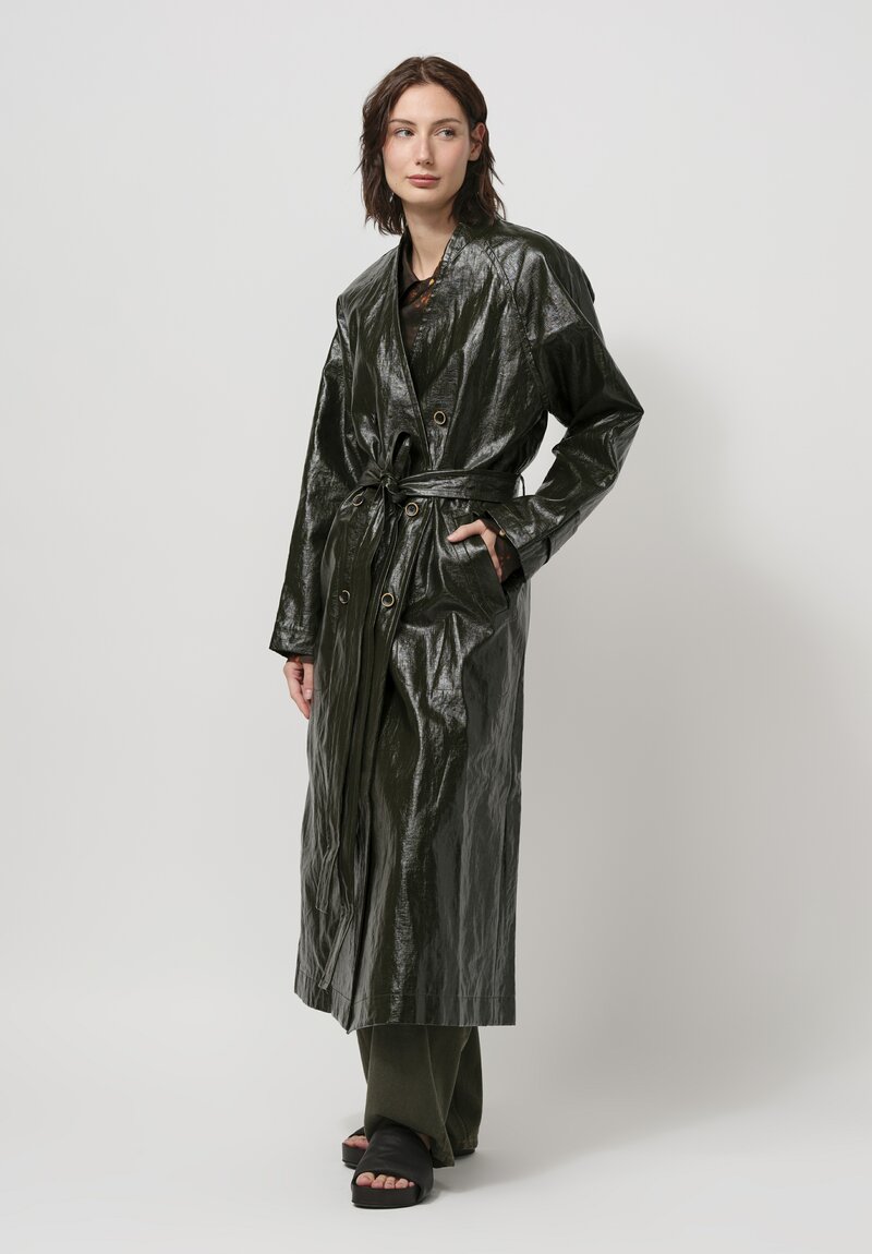 Uma Wang Carina Trench Coat in Hunter Green