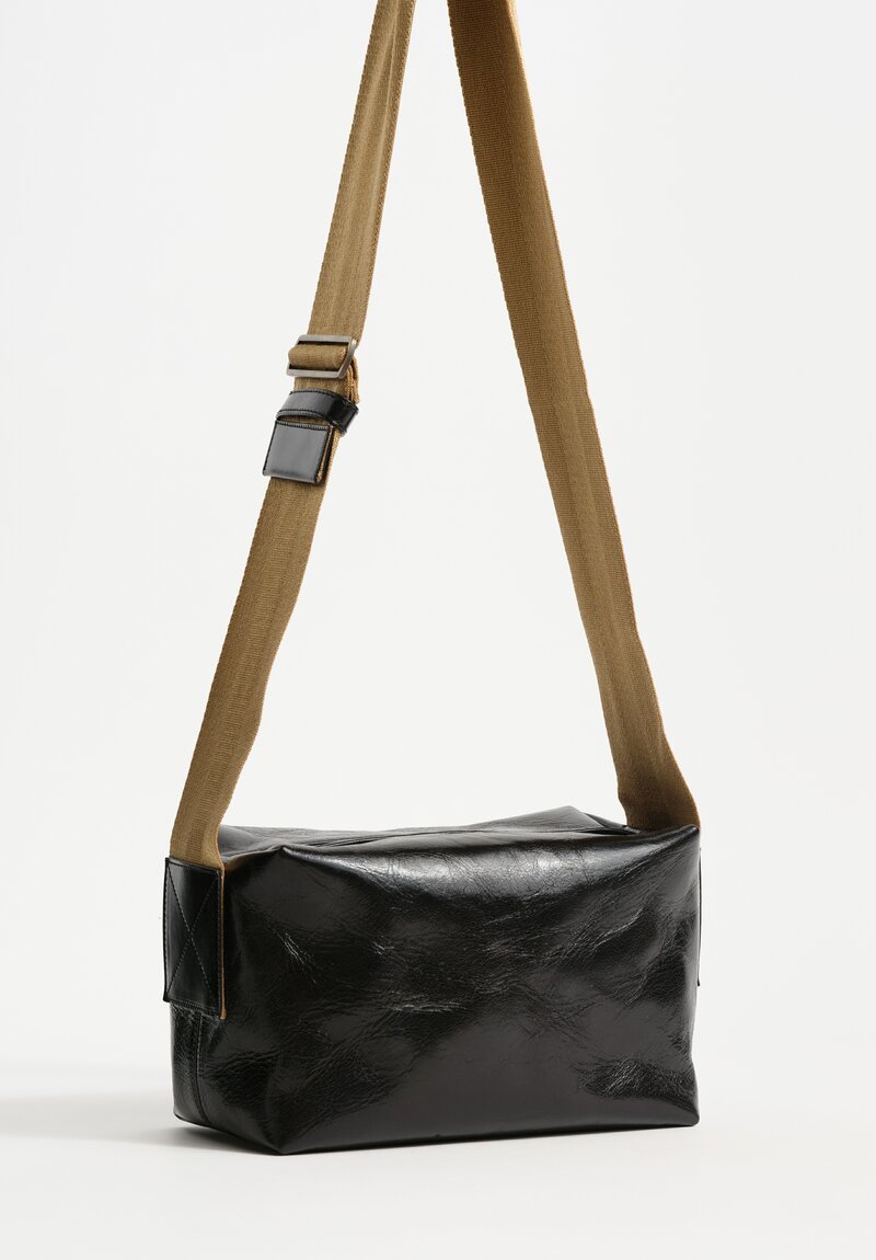 Uma Wang Medium Leather Shoulder Bag in Black