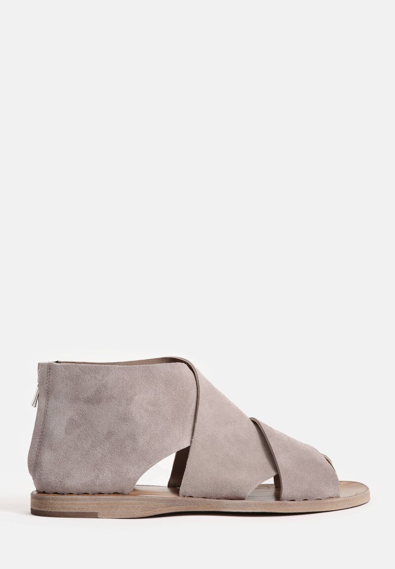 Officine Creative Suede Itaca Sandals in Cement Gray
