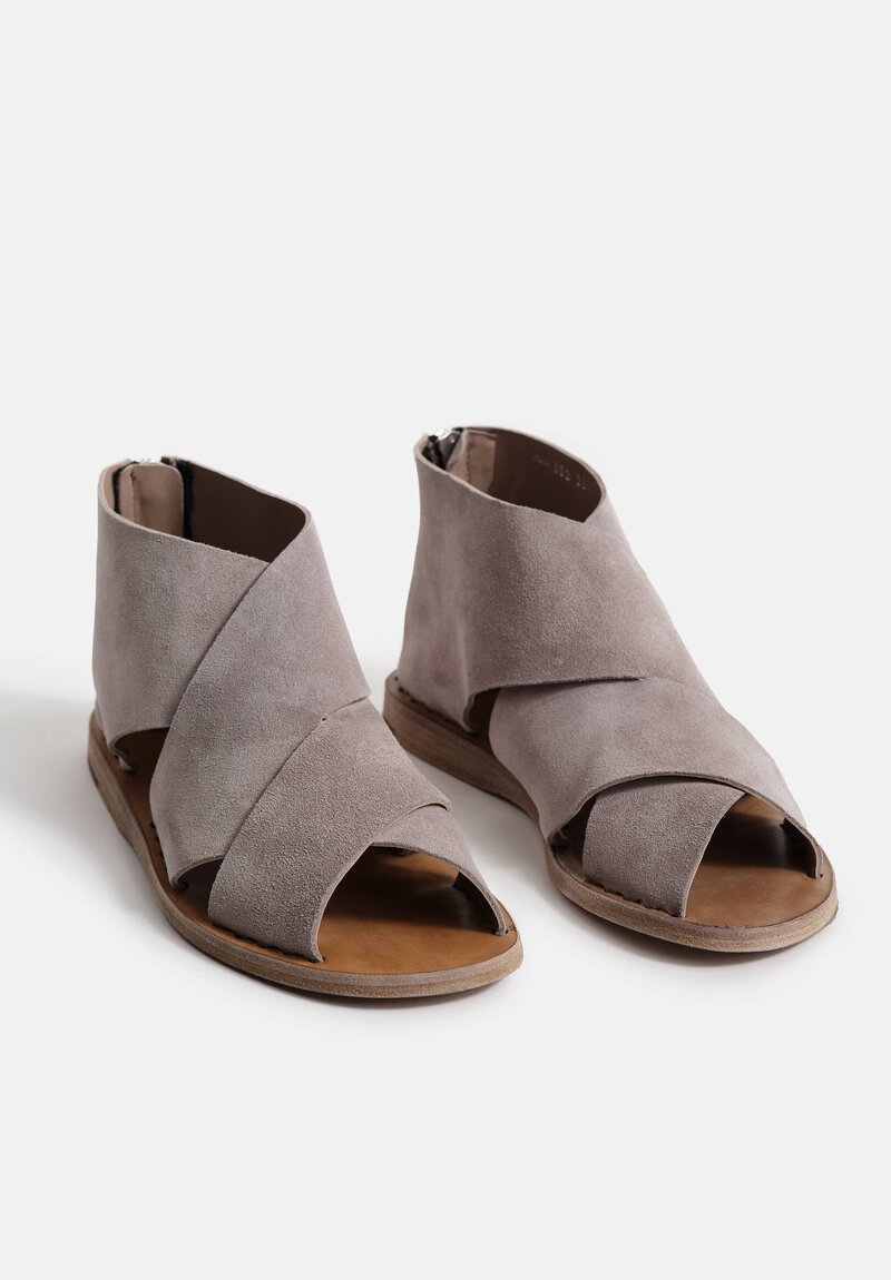 Officine Creative Suede Itaca Sandals in Cement Gray