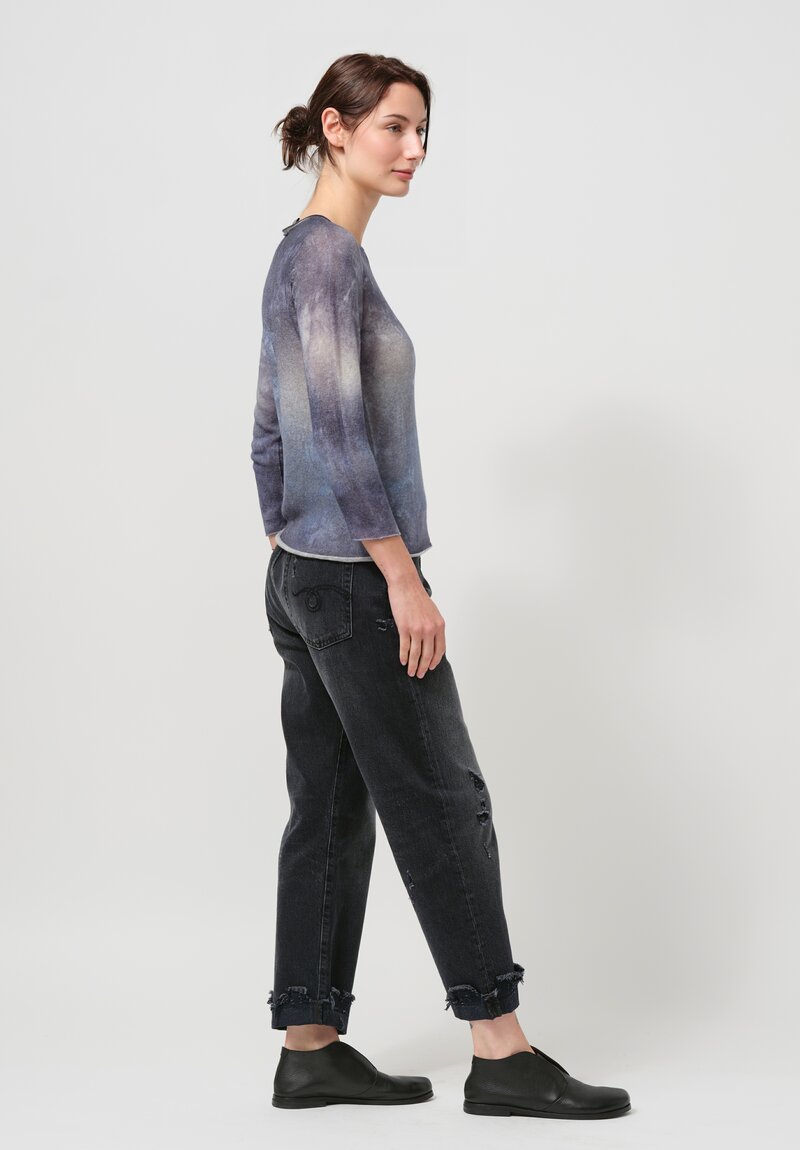 Avant Toi Cashmere Sweater in Nero Titanium Blue