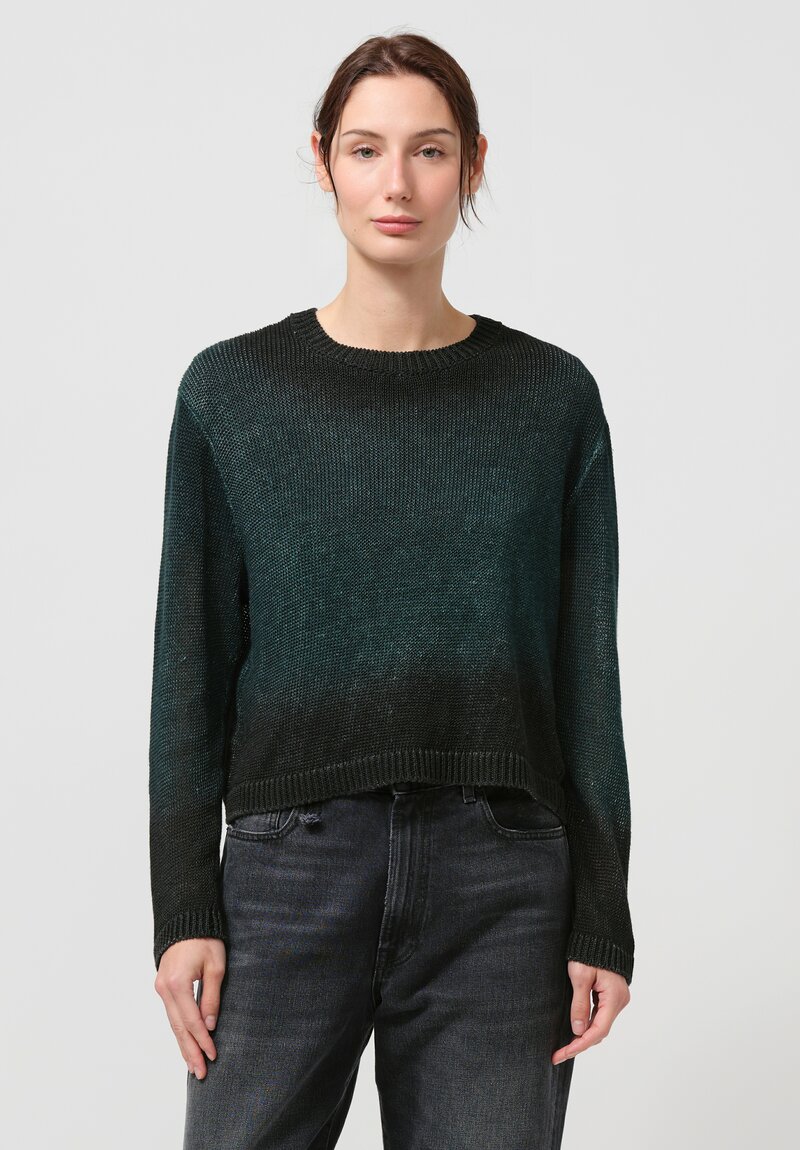 Avant Toi Linen Knitted Pullover in Nero, Verde Frame