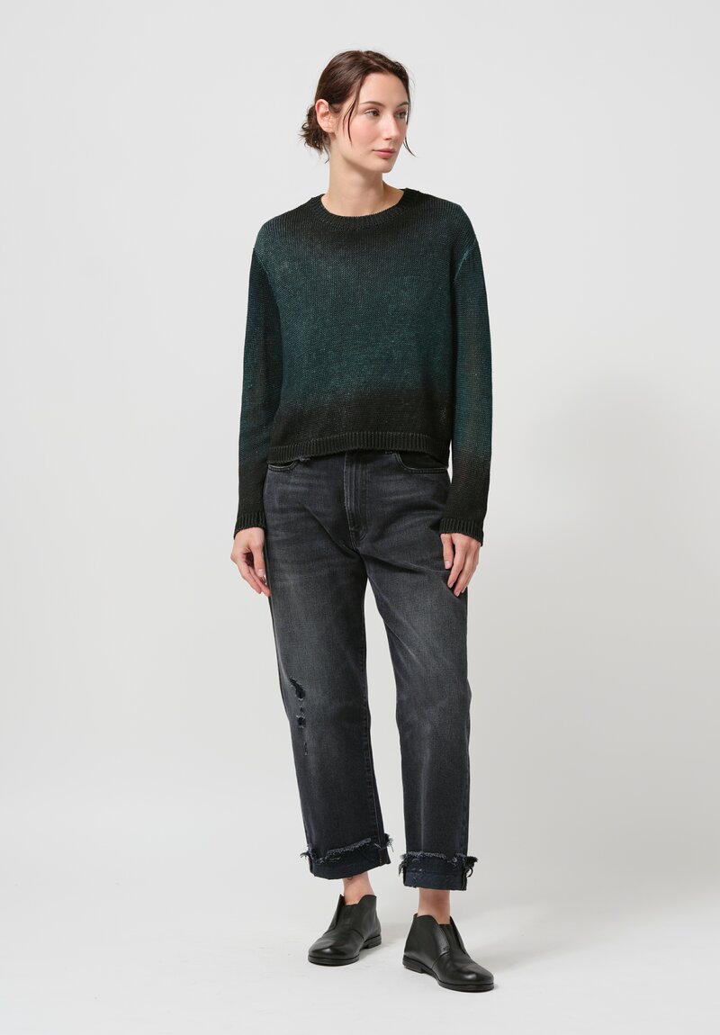 Avant Toi Linen Knitted Pullover in Nero, Verde Frame