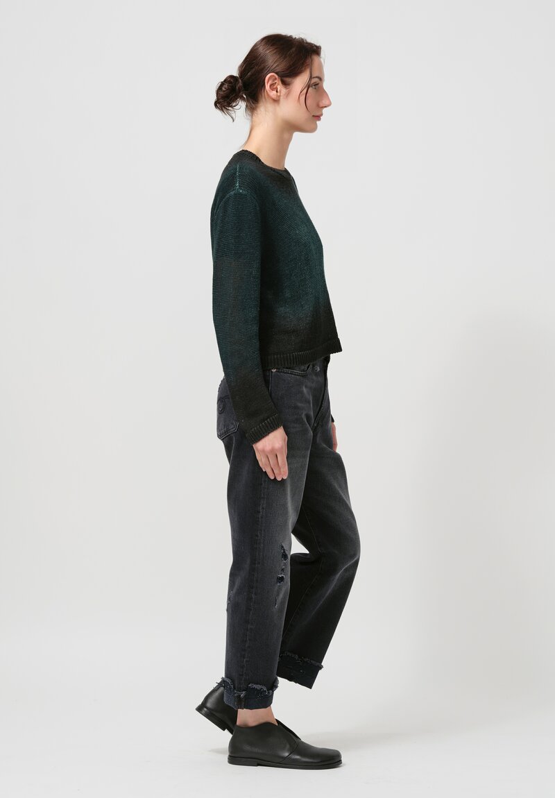 Avant Toi Linen Knitted Pullover in Nero, Verde Frame