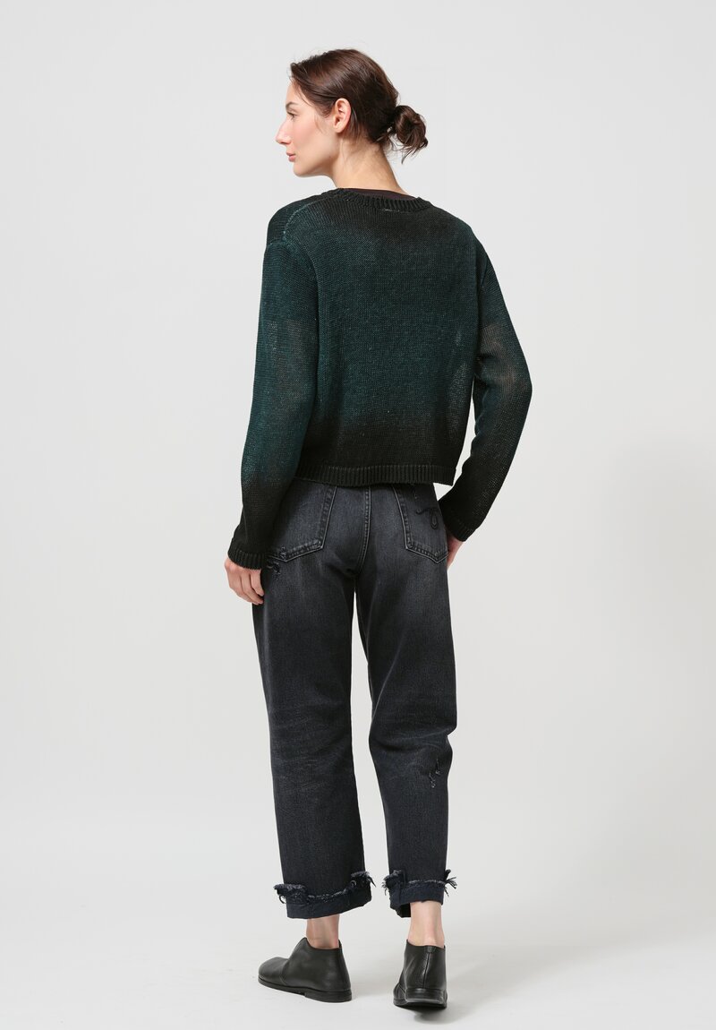 Avant Toi Linen Knitted Pullover in Nero, Verde Frame