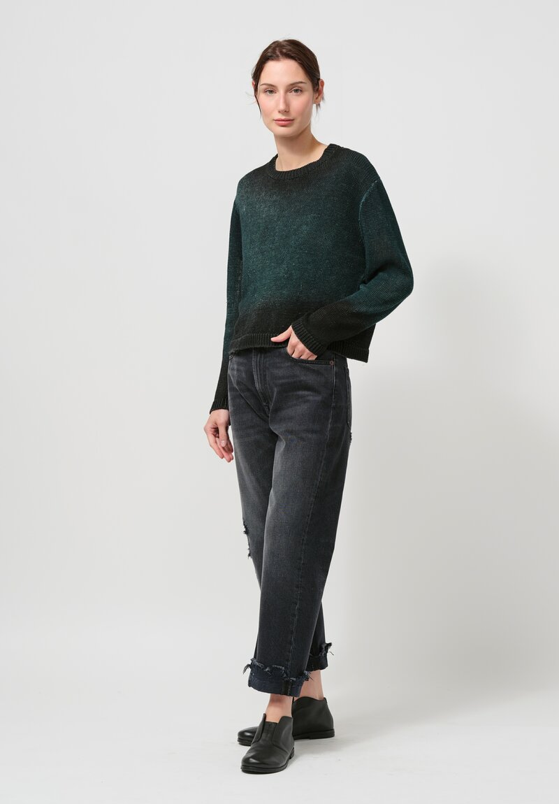 Avant Toi Linen Knitted Pullover in Nero, Verde Frame