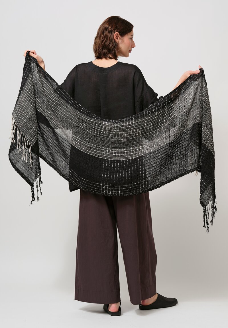 Jan-Jan Van Essche Handwoven Mixed Yarn Scarf Black & White