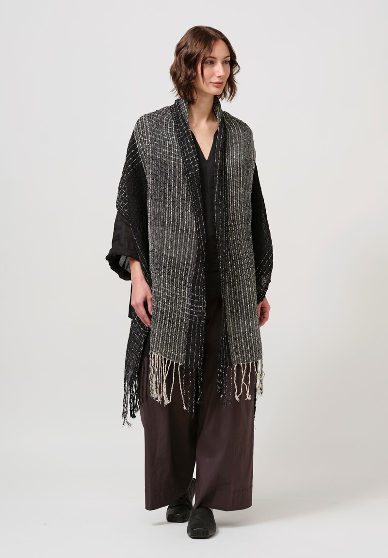Jan-Jan Van Essche Handwoven Mixed Yarn Scarf Black & White