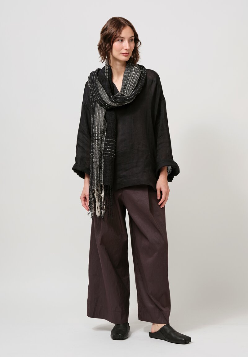 Jan-Jan Van Essche Handwoven Mixed Yarn Scarf Black & White