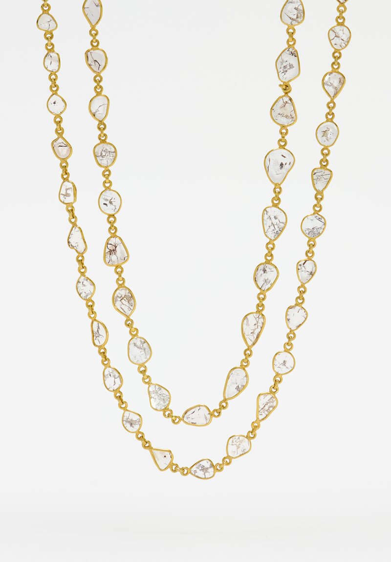 22K Polished Gold Diamond Opera Necklace