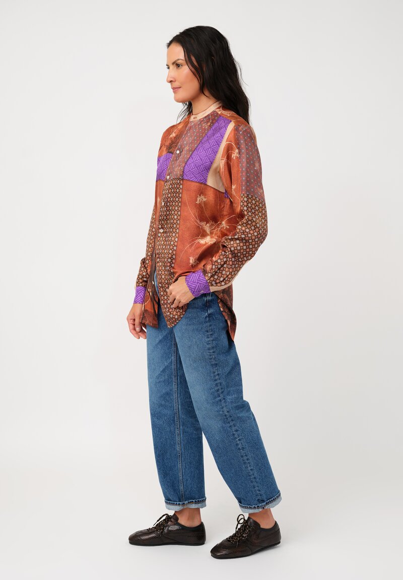 Pierre-Louis Mascia Silk Camicia Manica Lunga Shirt in Butterfly Geometry