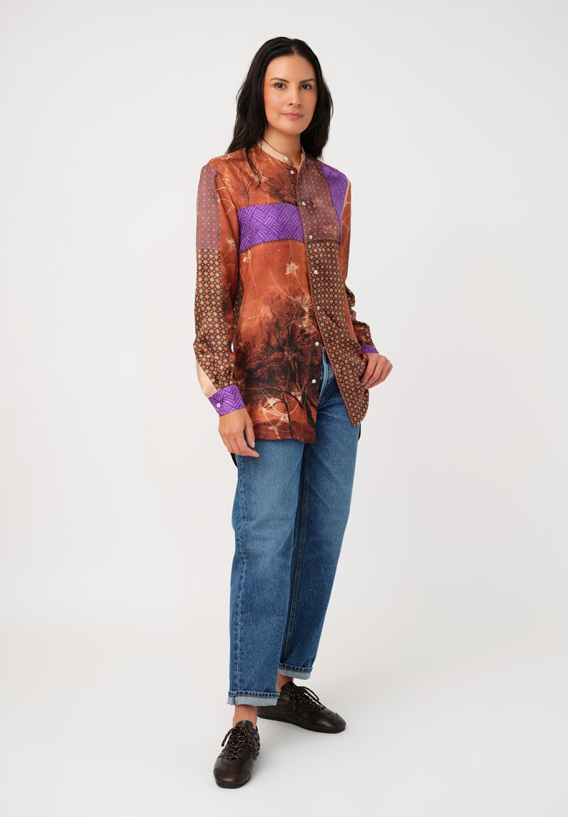 Pierre-Louis Mascia Silk Camicia Manica Lunga Shirt in Butterfly Geometry