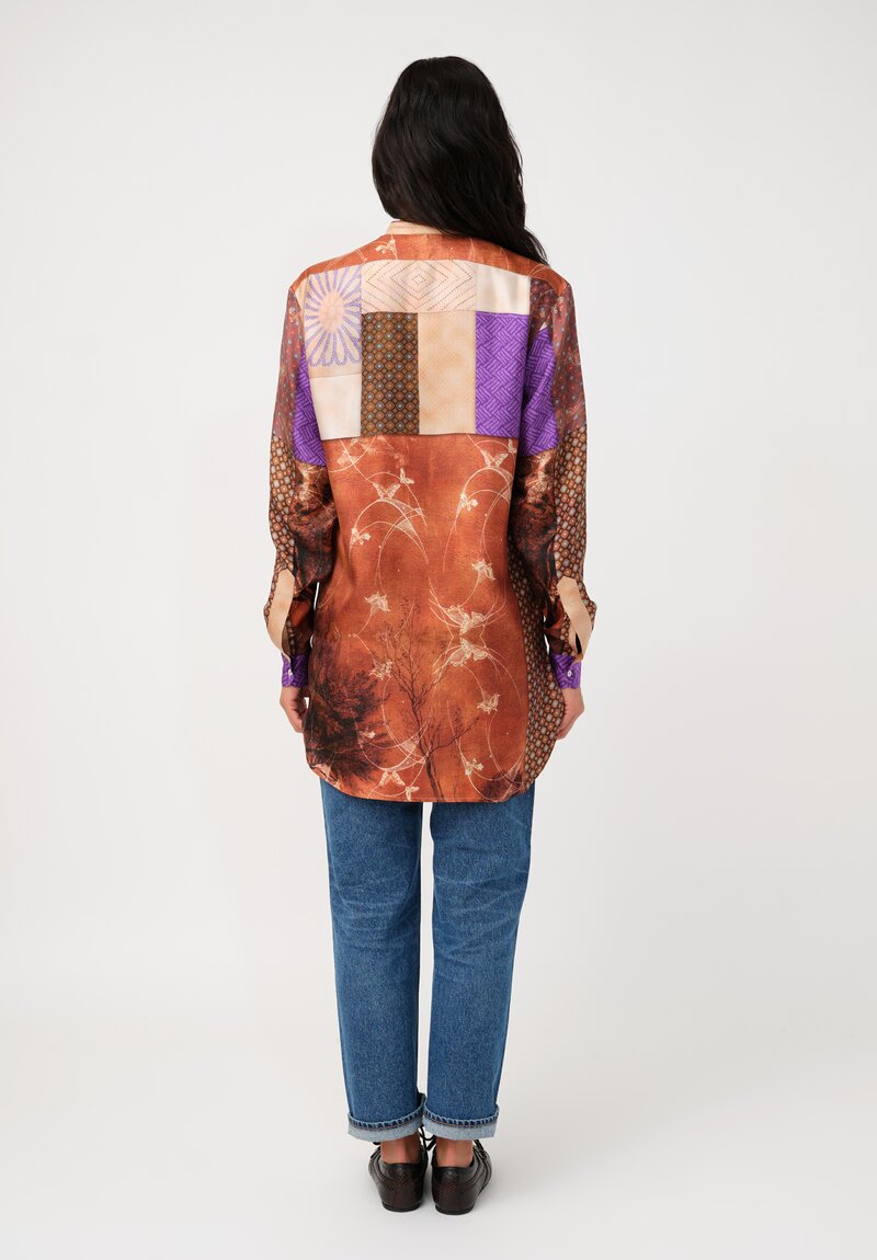 Pierre-Louis Mascia Silk Camicia Manica Lunga Shirt in Butterfly Geometry