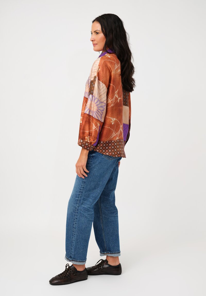 Pierre Louis Mascia Silk Aloe Short Shirt in Butterfly Geometry