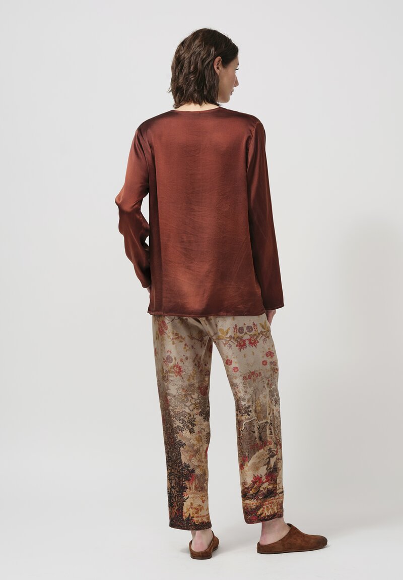 Pierre Louis Mascia Silk Aloe Pants in Ink Wash Painting