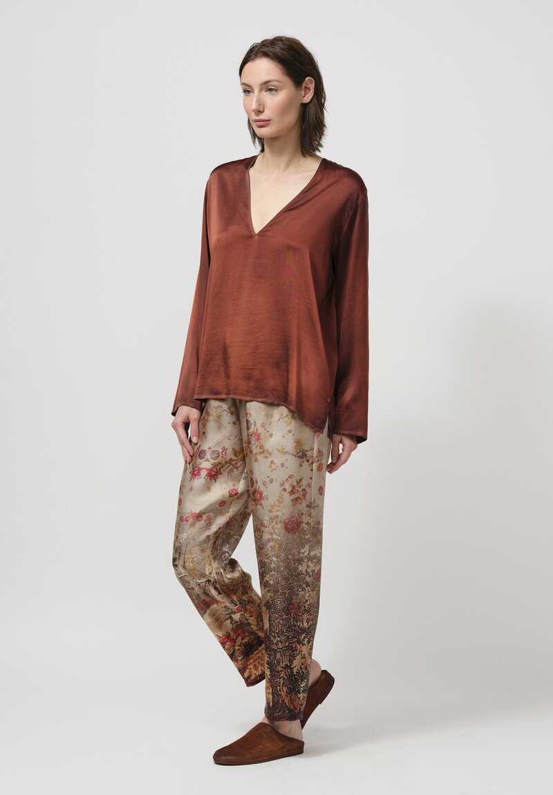 Pierre Louis Mascia Silk Aloe Pants in Ink Wash Painting