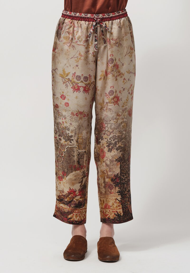 Pierre Louis Mascia Silk Aloe Pants in Ink Wash Painting