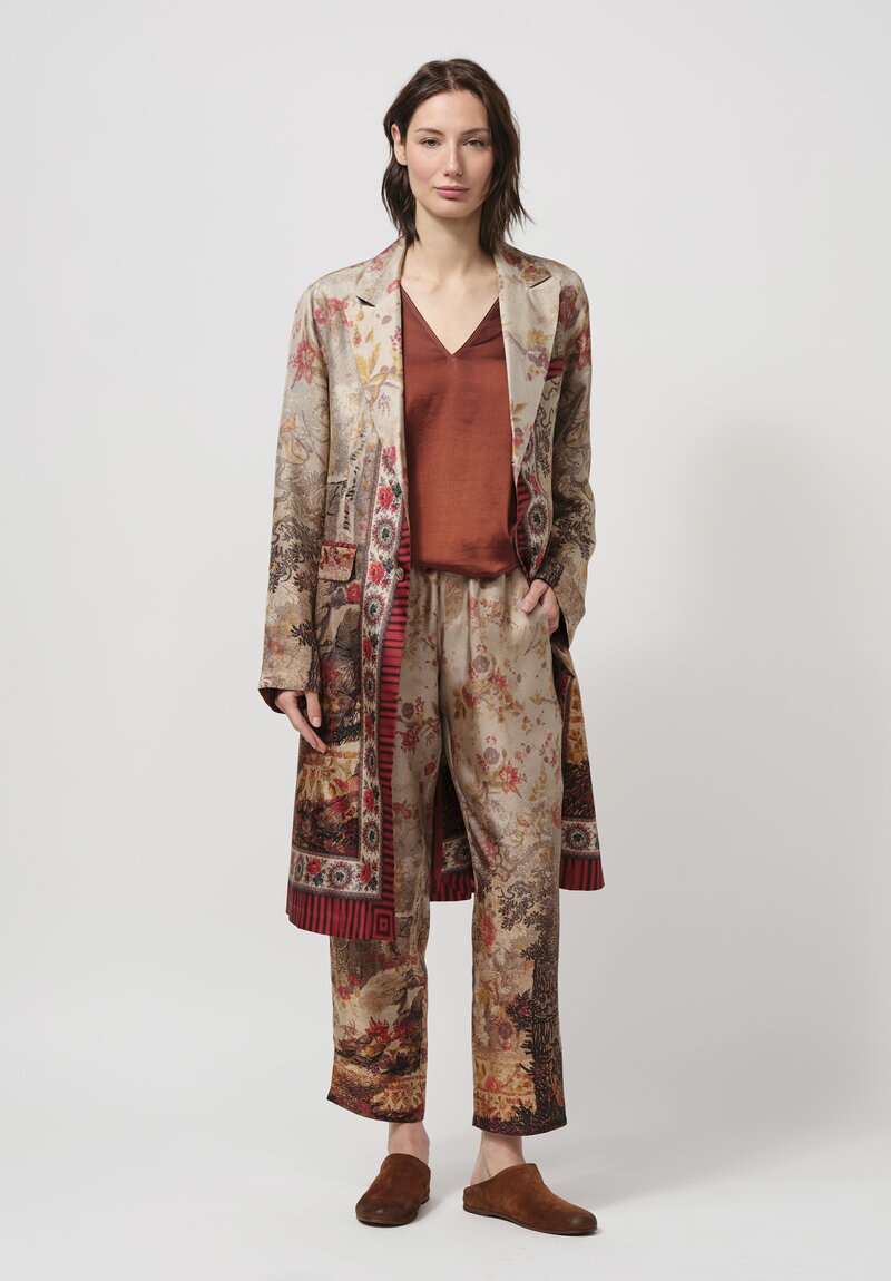 Pierre Louis Mascia Silk Aloe Pants in Ink Wash Painting