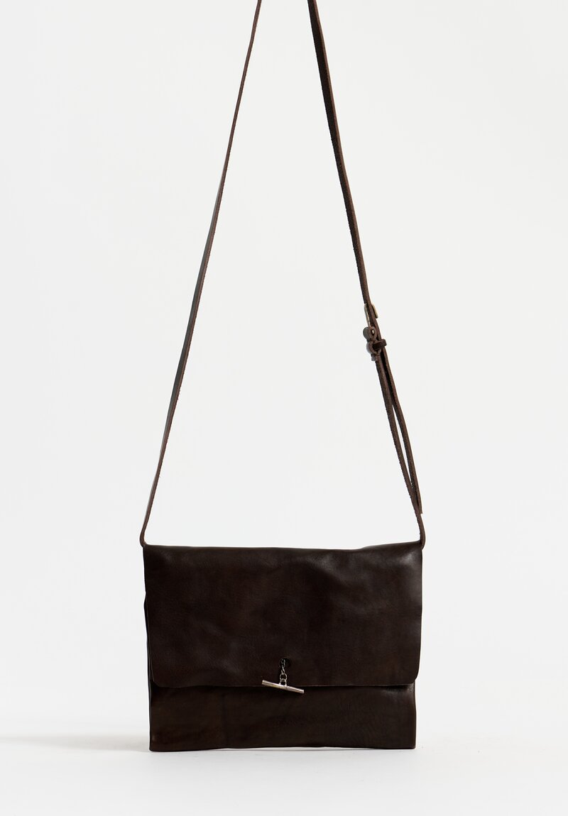 Daniele Basta Leather Deng Piccola TP Crossbody Bag Chocolate Brown