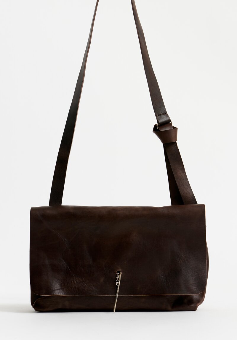 Daniele Basta Leather Deng Messenger Bag in Chocolate Brown