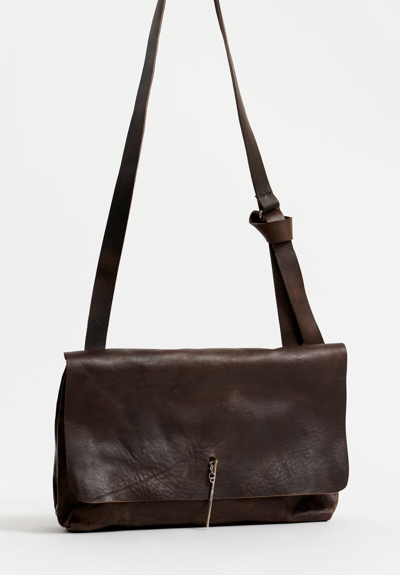 Daniele Basta Leather Deng Messenger Bag in Chocolate Brown