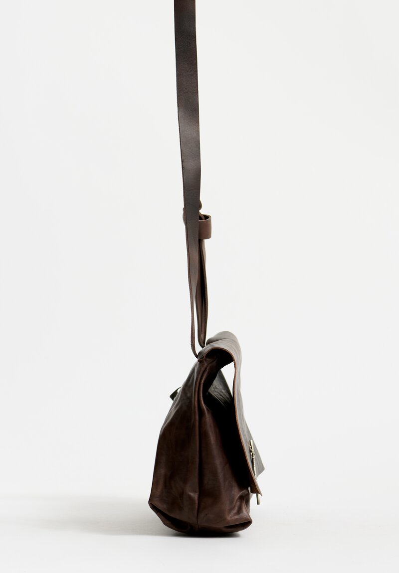 Daniele Basta Leather Deng Messenger Bag in Chocolate Brown